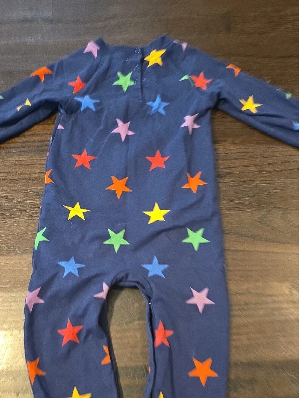 Primary Navy Footed One-Piece with Multicolor Stars